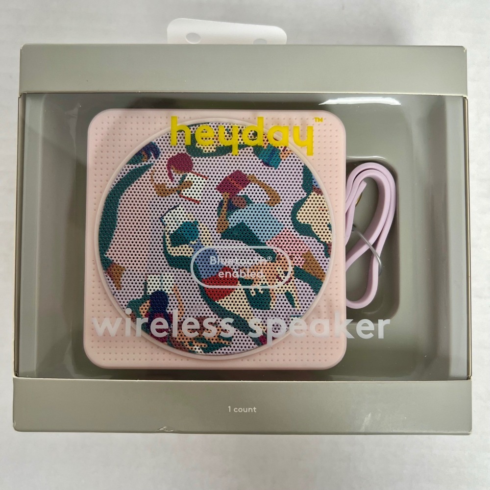 Heyday Wireless Bluetooth Speaker Pink Abstract Pattern Water Resistant NIB